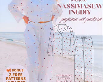 Pajamas Set Pattern | Pajama Set for Women | Nightwear Sewing Pattern | Pyjama Pattern | Loungewear Pattern | PDF Digital Sewing Pattern