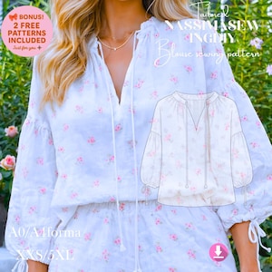 Bluse Schnittmuster für Frauen (PDF): Anfänger-freundlich, XS-4XL