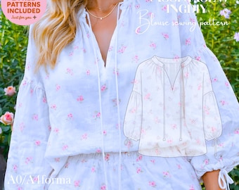 Blouse Sewing Pattern for Women (PDF): Beginner-Friendly, XS-4XL