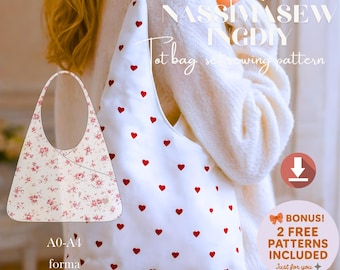 Hobo Tote Bag Sewing Pattern | Market, Beach, Shoulder Bag (PDF Download A0, A4 & US-Letter)