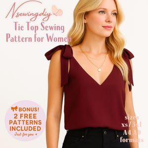 Side Tie Top Pattern | Women Sewing Pattern | Crop Top Pattern | Summer Tie Top Pattern | Sewing Patterns Top | Tank Crop Top Blouse Shirt