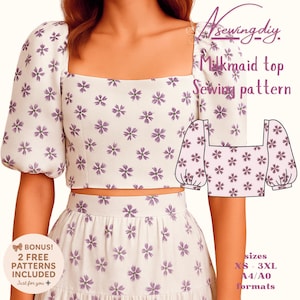 Milkmaid top pattern|XS to XXXL PDF sewing pattern|Instant download sewing pattern| Bustier pattern| Milkmaid blouse Pattern