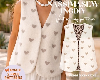 Vest Sewing Pattern | Pdf sewing pattern | Tie top pattern | Top sewing pattern | women sewing pattern | Quilted vest | cropped vest pattern
