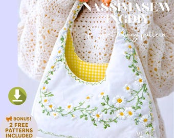 Boho Hobo Bag Sewing Pattern PDF , instruction Tutorial,two format