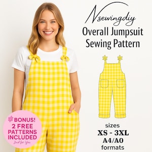 Meadow Overalls Sewing Pattern: Women&#39;s Jumpsuit (PDF Pattern, XS-3XL)