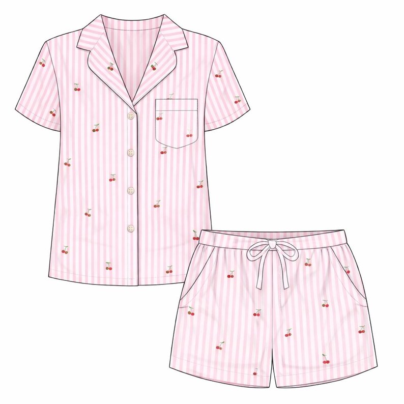 Women’s Pajama Set Sewing Pattern | Shirt + Shorts or Pants | Sizes XXS ...