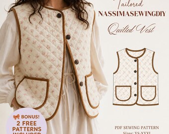 Vest Sewing Pattern: Quilted & Tie-Top Options (PDF Pattern, XS-XXXL)