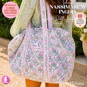 Quilted Duffle Bag Sewing Pattern PDF, Weekender Travel Tote, A0 A4 with Step-by-Step Guide