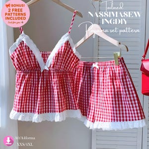 Naaipatroon pyjama, hemdje, nachtkleding met kanten rand (pdf-download)