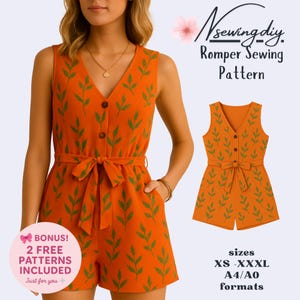 Romper Sewing Pattern, Jumpsuit Pattern, Overalls Pattern, Summer Romper Dress Pattern, Sewing Patterns for Beginners, Women Sewing Pattern