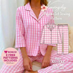 Damen Pyjama Set Schnittmuster: Langarmtop & Hose (PDF-Muster)