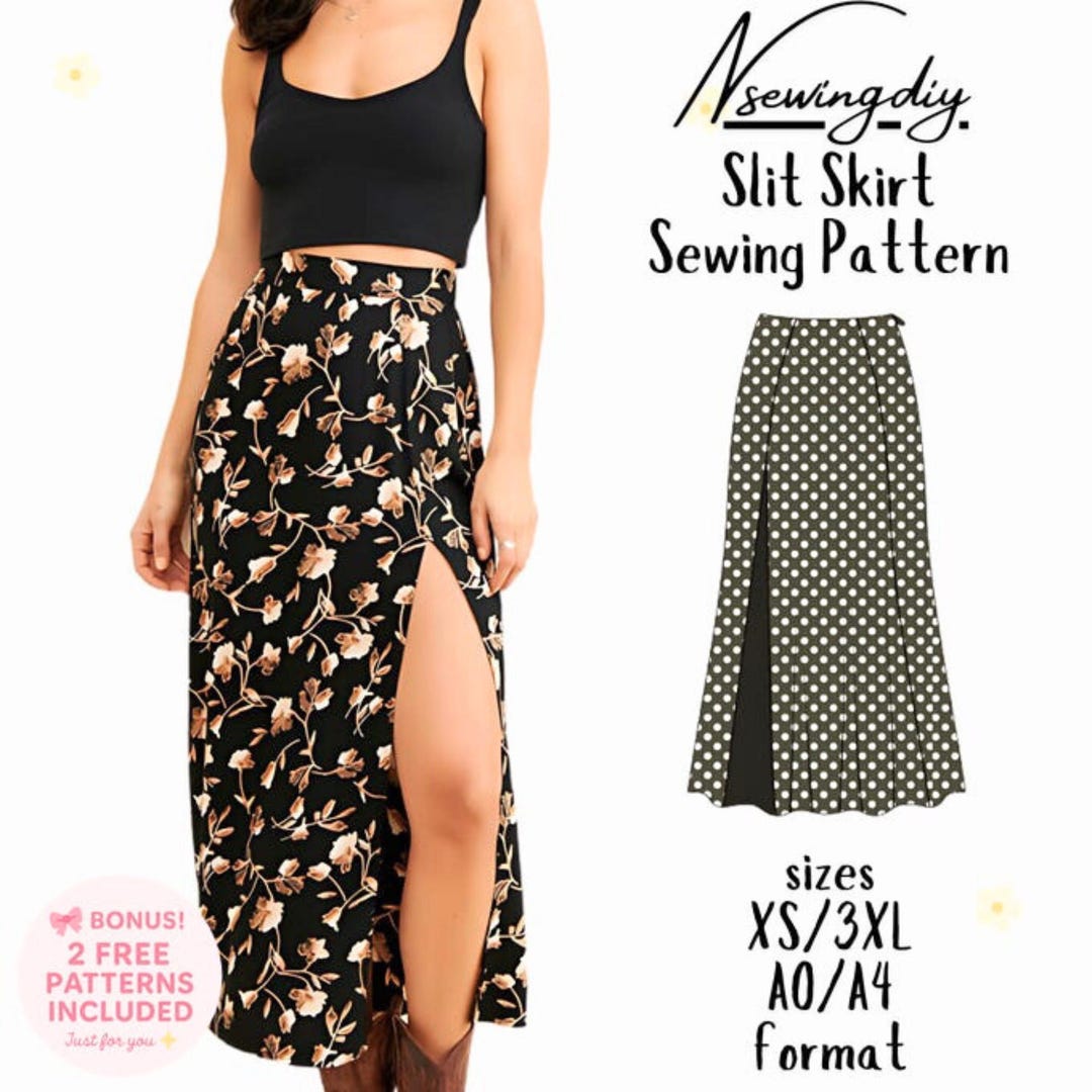 Slide Slit Pattern Skirt Sewing Pattern | Slit Skirt Pattern | Women Pattern | Sewing ...