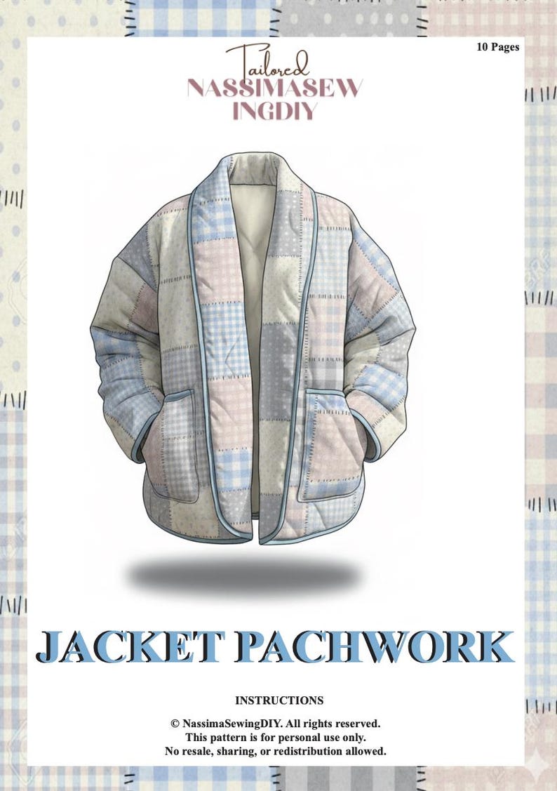 Quilted Patchwork Jacket Sewing Pattern: Women's Overcoat (PDF Pattern ...