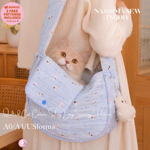 Quilted Cat Carrier Sling Bag Sewing Pattern, Pet Shoulder Bag (PDF Download)