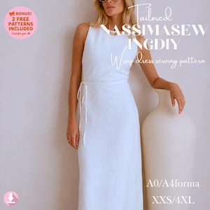 Sleeveless Maxi Dress Sewing Pattern, Beginner Side Tie Dress (PDF Download)