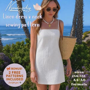Square Neck Mini Dress Sewing Pattern, Spaghetti Strap A-Line, Summer Slip (PDF Download)