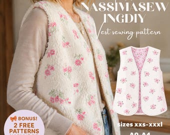 Vest Sewing Pattern: Quilted & Tie-Top Options (PDF Pattern, XXS-XXXL)
