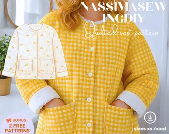 Quilt Coat PDF Sewing Pattern: Upcycled Jacket, Unisex XS-3XL (Instant Download)