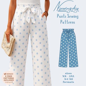 Pants Pattern for Women,Pants Sewing Patterns,Trousers Sewing Pattern,Wide Leg Pants Pattern,Linen Palazzo Pants,Digital PDF Sewing Pattern