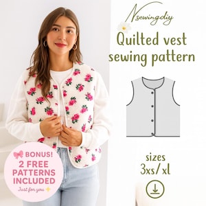 Patron de couture de gilet : options de matelassage et de liens (patron PDF, TP-XXXL)