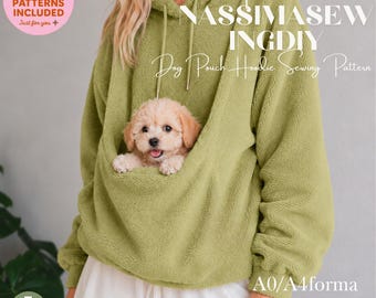 Dog Pouch Hoodie Sewing Pattern, Pet Carrier Sweatshirt PDF, Unisex Sizes 2XS-5XL (A0/A4)