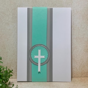 Moderne Konfirmationskarte Junge Mädchen – Handgemachte Pop-up Karte mit Kreuz und Geldfach – Christliche Glückwunschkarte