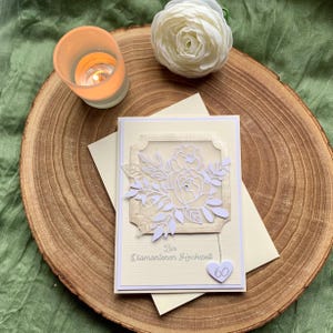 Handgemachte Karte zur Diamantenen Hochzeit – mit Einstecktasche für Geld – florales Design – 60 Jahre – edel & modern