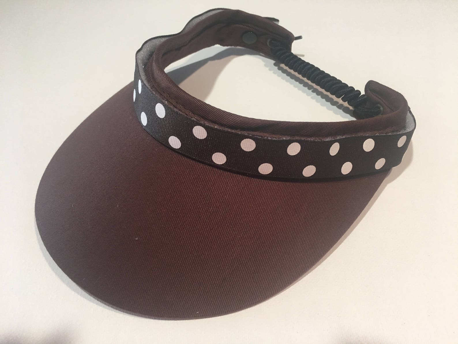 Visor Versa Brown Coilcord Visor With Polka Dot Etsy