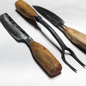 Hand-Forged Viking Cutlery Set Real Medieval Cutlery Set, Rustic Cutlery Set | Perfect Present for Rustic Home or Wedding