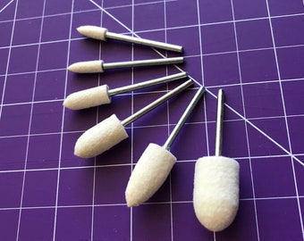 Polishing wool felt bits for dremel rotary tool for BJD or doll making and general crafts round CONE shape