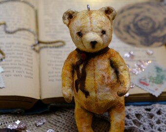 Miniature Golden Honey Teddy Bear spun cotton one of a kind