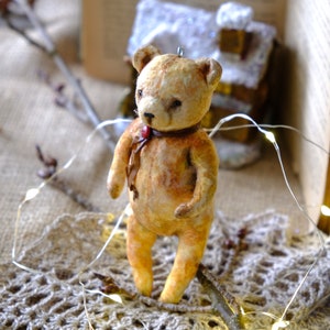 spun cotton ornament, spun cotton bear, miniature spun cotton bear toy