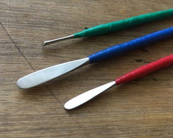 Sculpting Tool set of three made with metal works great for polymer clay and airdry clay