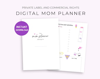 Planejador colorido para mães, planejador de vida digital para mães ocupadas, organizador doméstico, download digital, presente para o dia das mães, planejador para o dia das mães