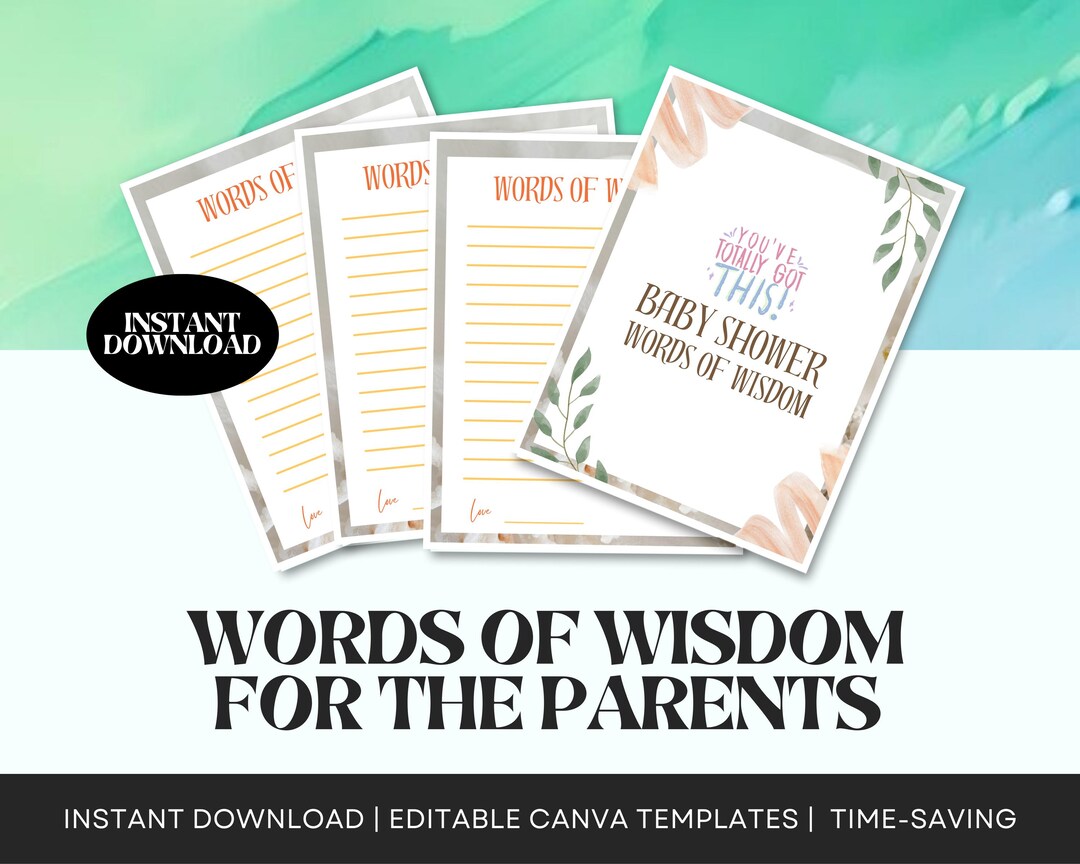 Baby Shower Advice Cards Printable Share Words of Wisdom for