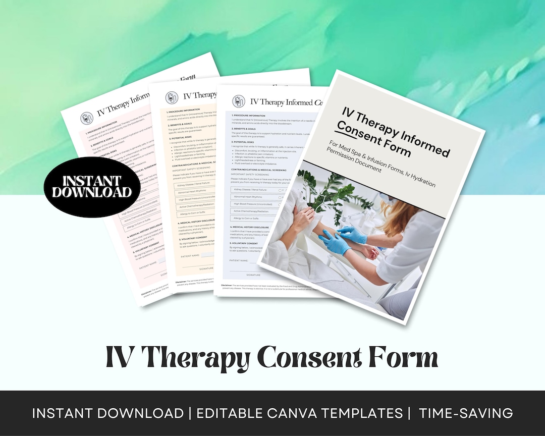 Iv Consent Form Iv Therapy Consent Form Template for Med Spa & Infusion Forms, Iv ...