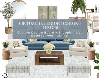 Virtual Interior Design for 1 Room | Custom e-Design Package with Mood Board & Clickable Shopping List