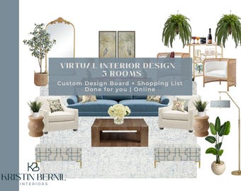 Virtual Interior Design Bundle — 3 Rooms | Whole-Home e-Design Package with Custom Mood Boards & Shopping Lists