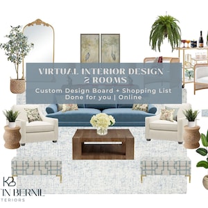 Virtual Interior Design Bundle — 2 Rooms | Custom Online e-Design Package with Mood Boards & Shopping Lists