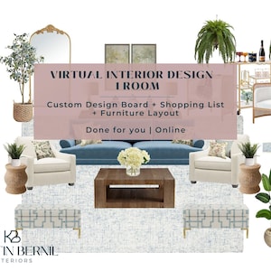 Virtual Interior Design | Custom Mood Board & Furniture Layout (e-Design Service) | clickable shopping list