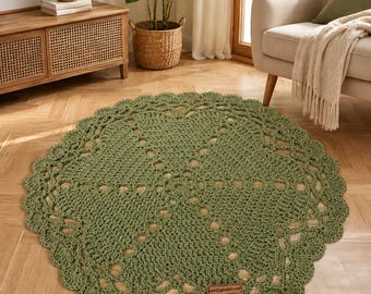 Hearts & Shells Hexagon Rug Crochet Pattern, Chunky Crochet Rug PDF, Round Boho Rug Tutorial, Beginner Friendly, Instant Download