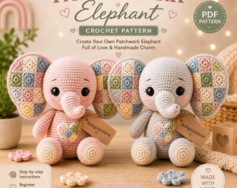 Crochet Sitting Elephant Amigurumi Pattern | Safari Elephant Plushie Crochet Pattern Tutorial