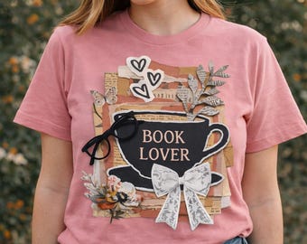 Book Lover PNG, Trendy Bookworm Collage Art (Digital Download)