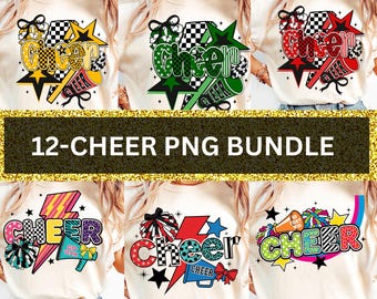 Cheer PNG Bundle: Retro Cheerleading Sublimation Designs (Digital Download)