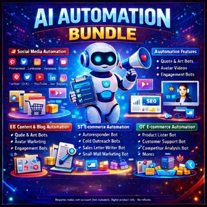 KI-Automatisierung Arbeitsablauf-Bundle | Social Media, E-hopping, Content (Digitaler Download