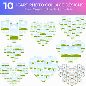 Heart Photo Collage Canva Templates: Romantic Valentine&#39;s Day Frames (Digital Download)