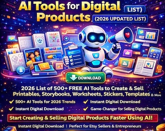 500+ AI Tools List 2026: Digital Product Creation (Digital Download)