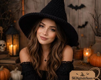 Easy Crochet Witch Hat Pattern, Beginner Halloween Costume (PDF Download)
