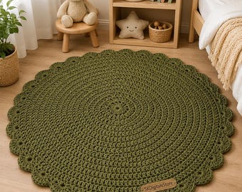 Chunky Crochet Rug Pattern | T-Shirt Yarn Boho Floor Decor (PDF Download)