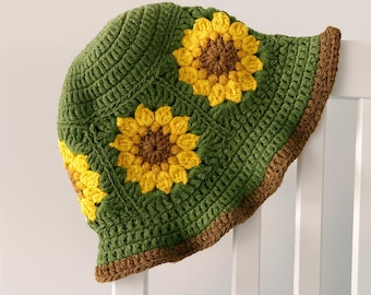 Sunflower Crochet Bucket Hat PATTERN (Digital Download)